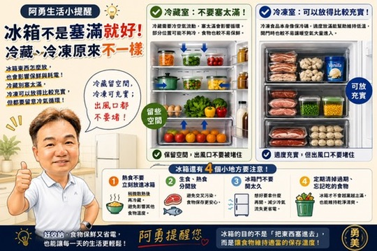 冰箱不是塞滿就好！冷藏、冷凍原來不一樣