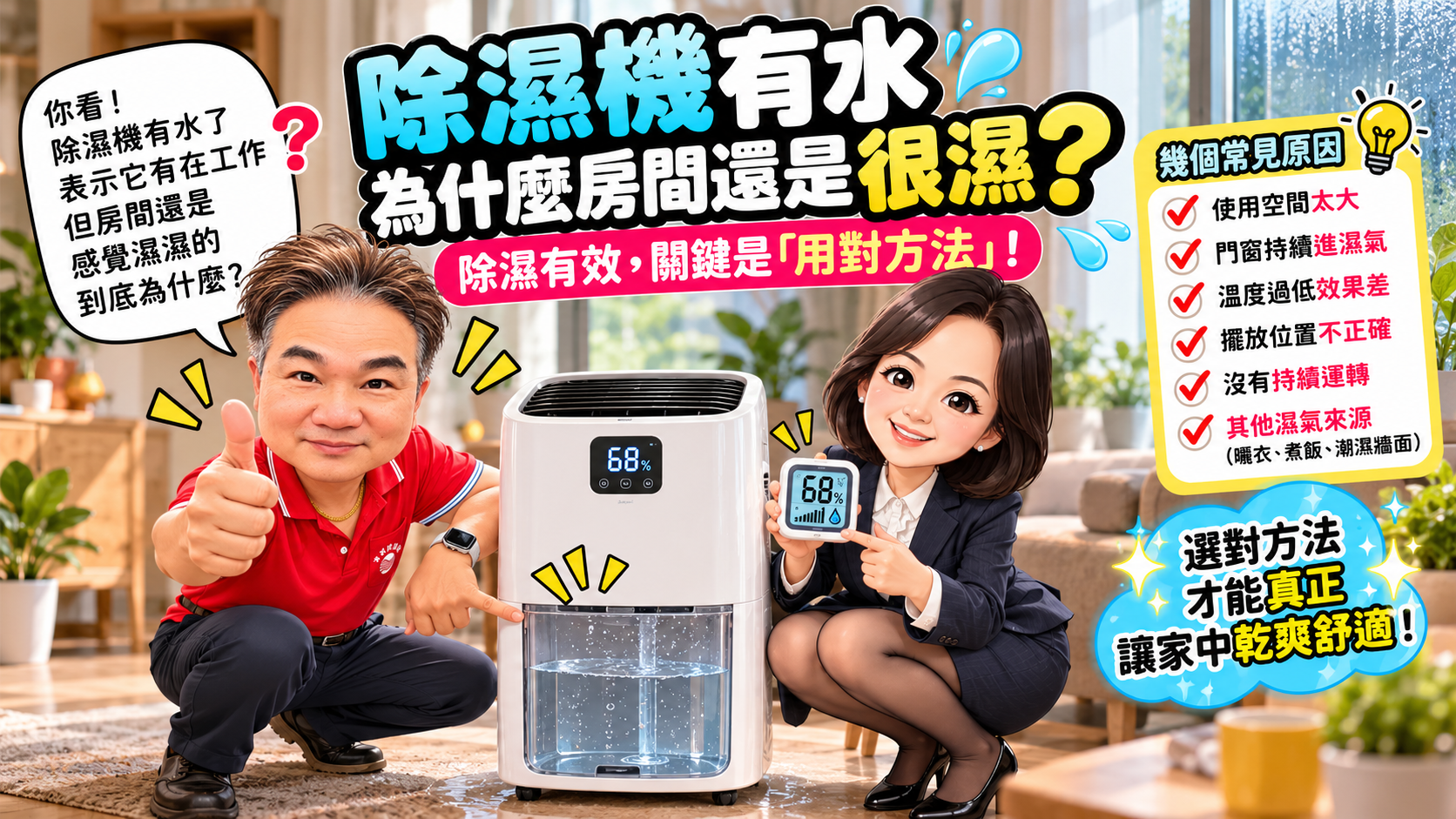除濕機有水,為什麼房間還是很濕?