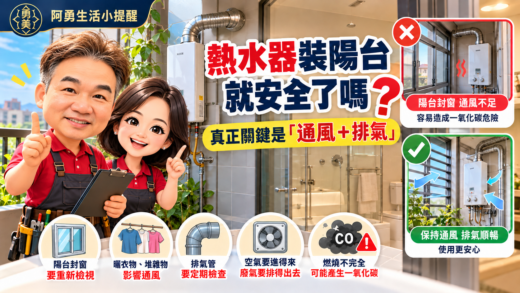熱水器裝陽台就安全嗎?通風才是關鍵