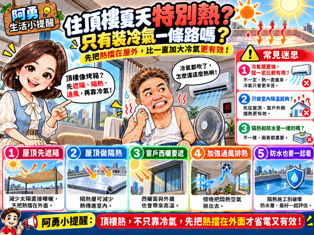 住頂樓夏天像烤箱？別急著換大冷氣，先把熱擋在屋外