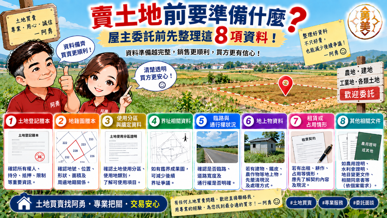 賣土地前要準備什麼?屋主委託前先整理這8項資料