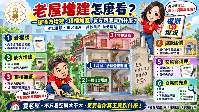老屋一樓後方增建、頂樓加蓋，買方到底買到什麼？