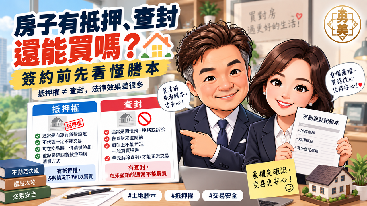 房屋有抵押權、查封還能買嗎？簽約前先看懂謄本