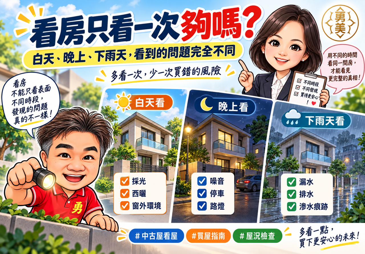 看房只看一次夠嗎？白天、晚上、下雨天，看到的問題完全不同