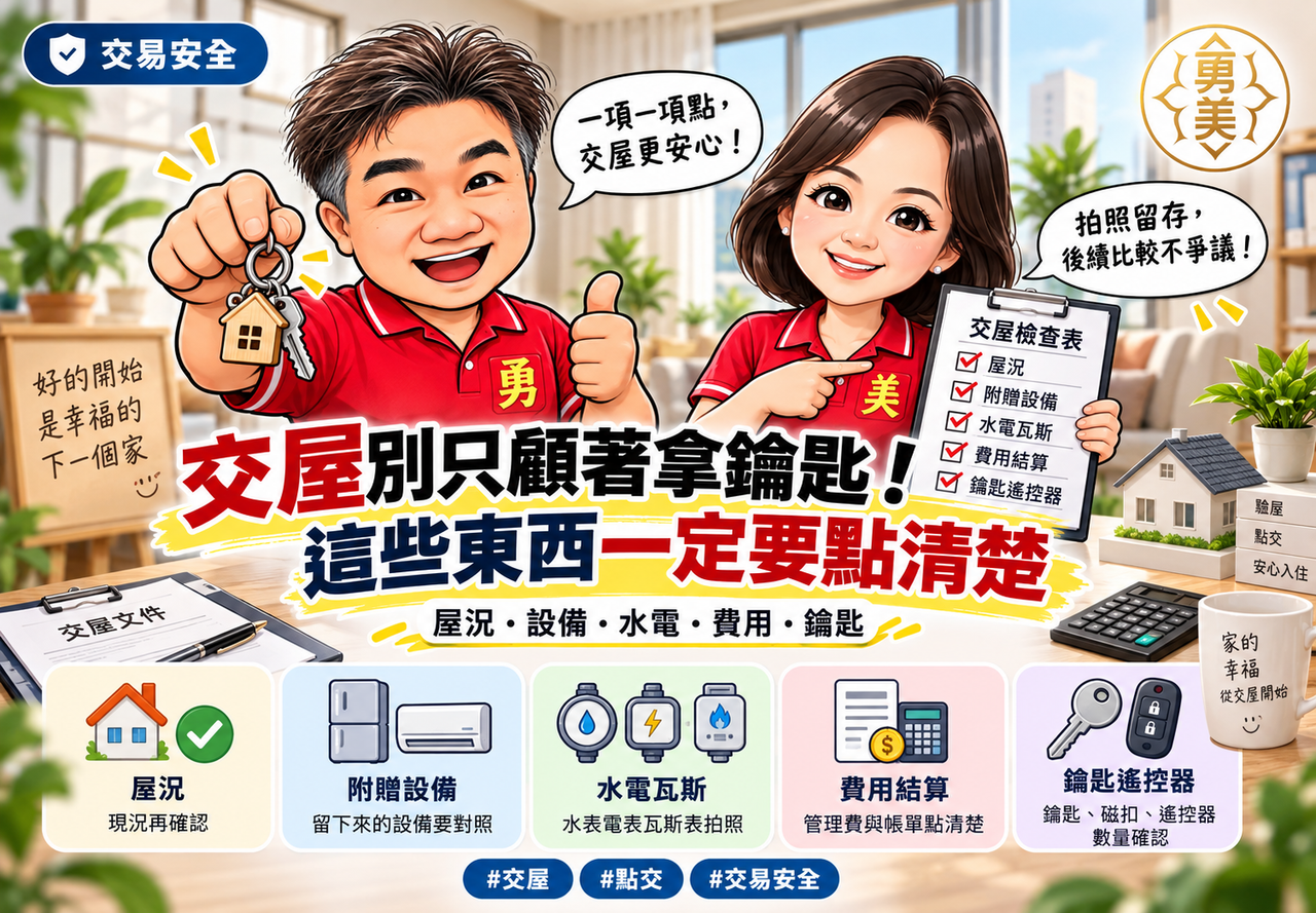 交屋前最後確認什麼？鑰匙、水電、設備與屋況一次點清楚