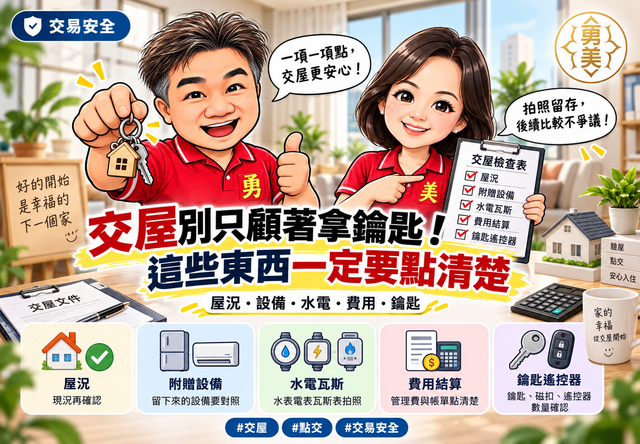 交屋前最後確認什麼?鑰匙、水電、設備與屋況一次點清楚