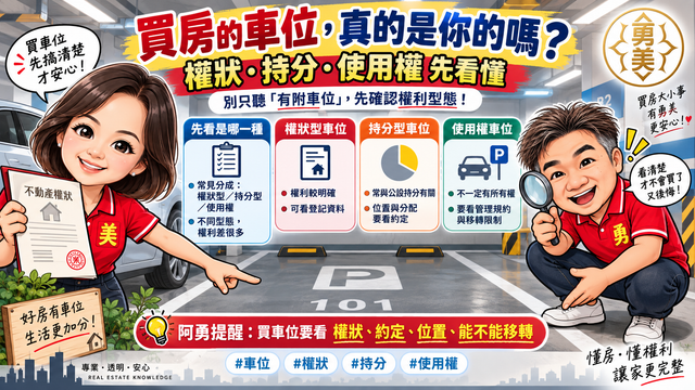 買房的車位到底是不是你的?權狀、持分、使用權怎麼看