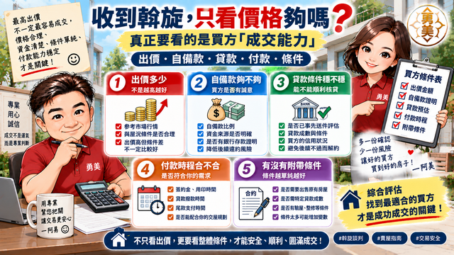 屋主收到斡旋後怎麼判斷？別只看出價，這5件事更重要