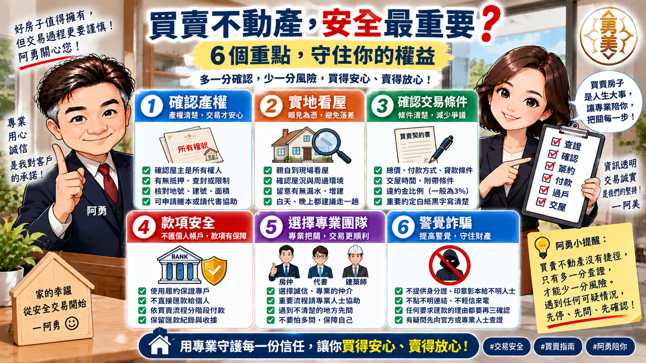買賣不動產,安全最重要!這6個重點一定要確認