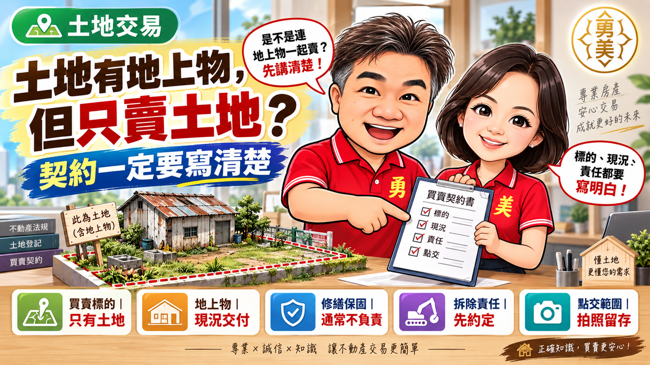 土地有地上物，但只賣土地？契約怎麼寫才不會有爭議