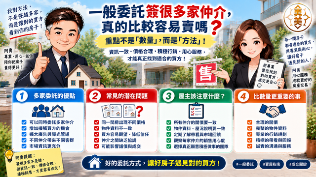 一般委託簽很多家仲介，真的比較容易賣嗎？