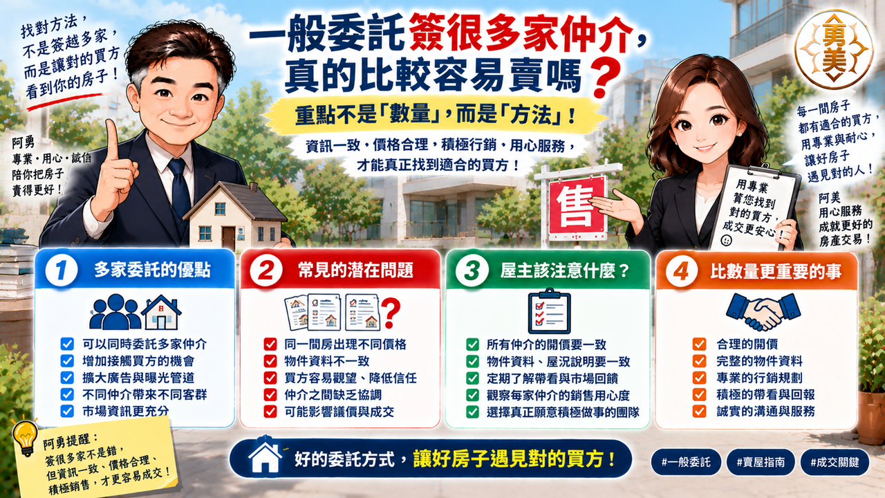 一般委託簽很多家仲介,真的比較容易賣嗎?