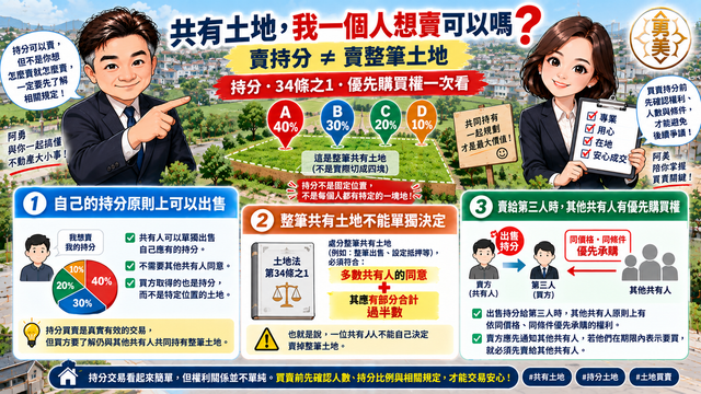 共有土地只有一位共有人想賣,可以賣嗎?持分交易先看這幾件事