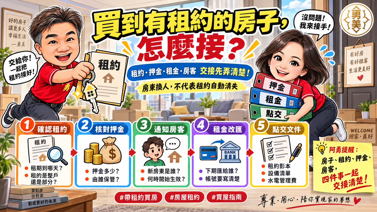 買到有租約的房子,原租約、押金和房客怎麼接?