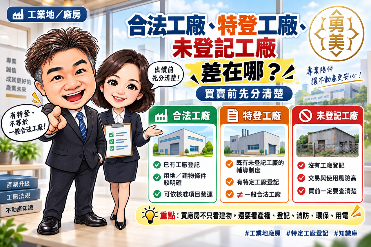 合法工廠、特登工廠、未登記工廠差在哪?買廠房前先分清楚