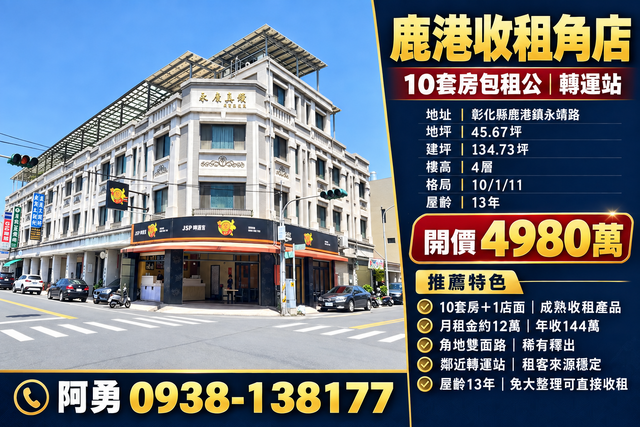 鹿港收租角店｜10套房包租公｜轉運站