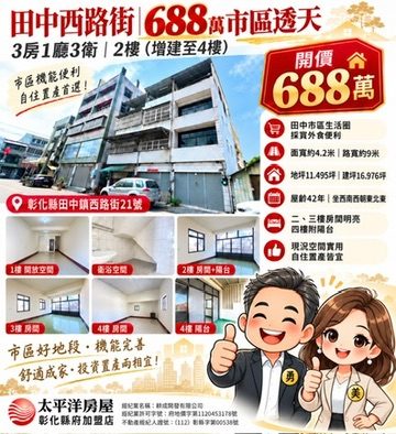田中西路街｜688萬市區透天
